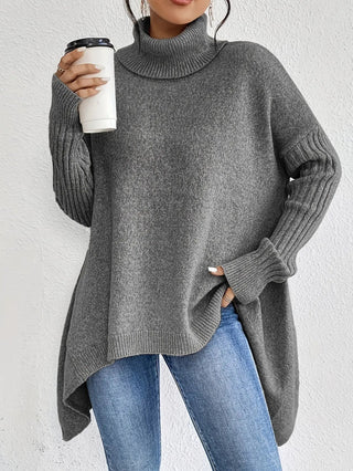 Asymmetrical Turtleneck Sweater SandSet