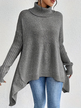 Asymmetrical Turtleneck Sweater SandSet