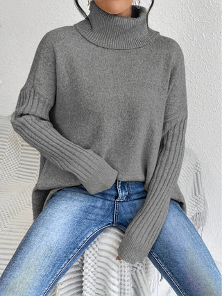 Asymmetrical Turtleneck Sweater SandSet