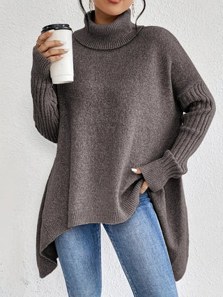 Asymmetrical Turtleneck Sweater SandSet