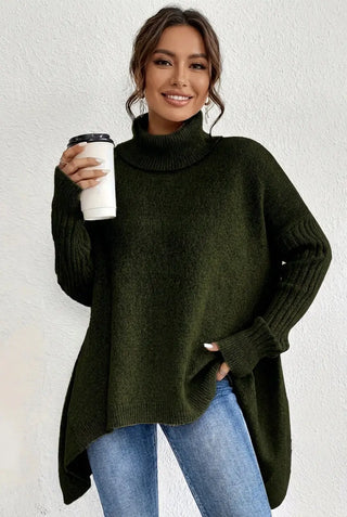 Asymmetrical Turtleneck Sweater SandSet