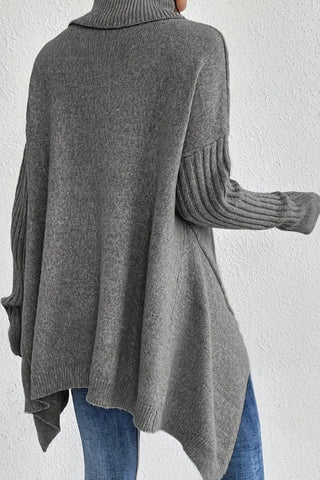 Asymmetrical Turtleneck Sweater SandSet