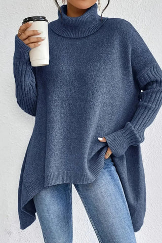 Asymmetrical Turtleneck Sweater SandSet