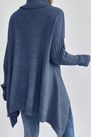 Asymmetrical Turtleneck Sweater SandSet