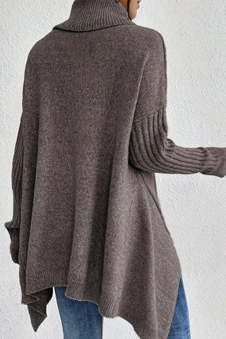 Asymmetrical Turtleneck Sweater SandSet