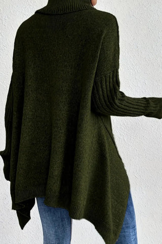 Asymmetrical Turtleneck Sweater SandSet