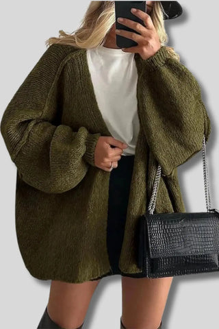 Casual Oversized Lantern Sleeve Open Front Cardigan SandSet
