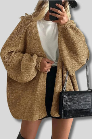 Casual Oversized Lantern Sleeve Open Front Cardigan SandSet