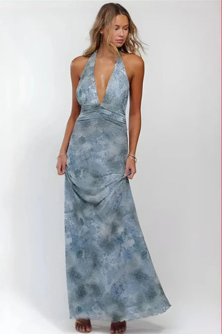 Deep V-Neck Luxe Maxi Dress SandSet