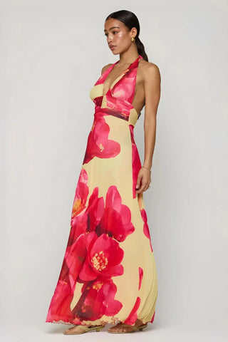 Deep V-Neck Luxe Maxi Dress SandSet