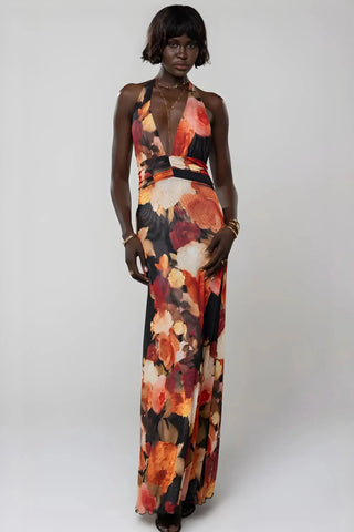 Deep V-Neck Luxe Maxi Dress SandSet