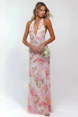 Deep V-Neck Luxe Maxi Dress SandSet