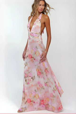 Deep V-Neck Luxe Maxi Dress SandSet