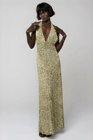 Deep V-Neck Luxe Maxi Dress SandSet