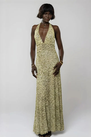 Deep V-Neck Luxe Maxi Dress SandSet