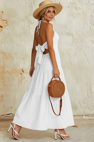 Elegant Backless Halter Flowy Maxi Dress SandSet