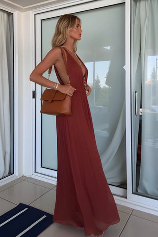 Elegant Deep V-Neck Lace-Up Wide-Leg Jumpsuit SandSet