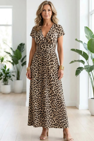 Elegant-Leopard--V-Neck-Dress SandSet
