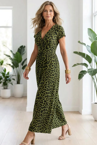 Elegant-Leopard--V-Neck-Dress SandSet