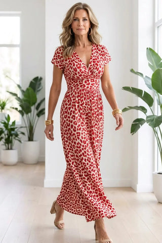 Elegant-Leopard--V-Neck-Dress SandSet