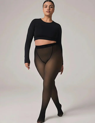 Fleece-Lined Sheer Tights SandSet