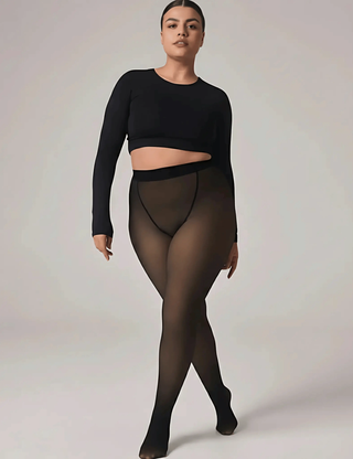Fleece-Lined Sheer Tights SandSet