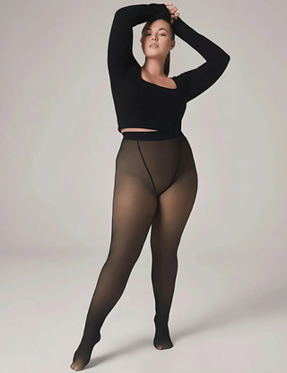 Fleece-Lined Sheer Tights SandSet
