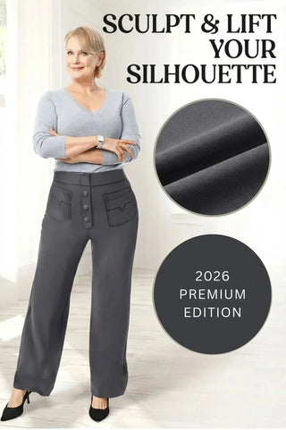 High-Waisted Sweatpants, Casual Straight Leg, Elastic Button SandSet