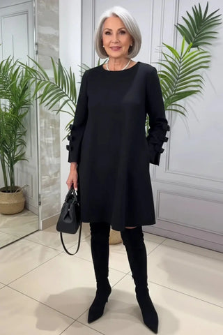 Long-Sleeve Knee-Length Casual Shift Dress SandSet