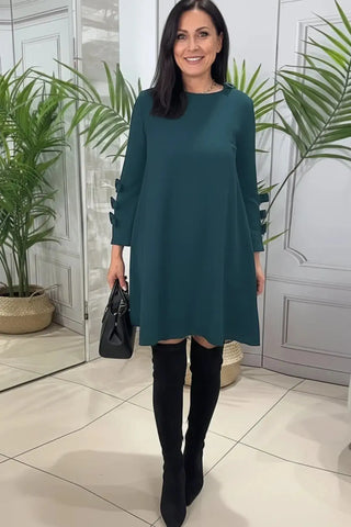 Long-Sleeve Knee-Length Casual Shift Dress SandSet