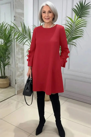 Long-Sleeve Knee-Length Casual Shift Dress SandSet