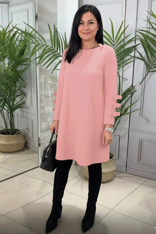 Long-Sleeve Knee-Length Casual Shift Dress SandSet