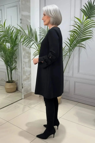 Long-Sleeve Knee-Length Casual Shift Dress SandSet