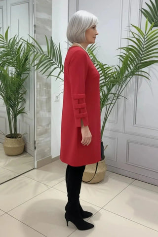 Long-Sleeve Knee-Length Casual Shift Dress SandSet