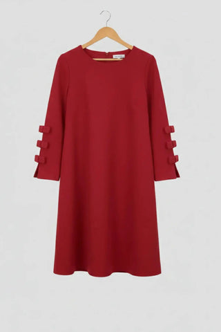 Long-Sleeve Knee-Length Casual Shift Dress SandSet