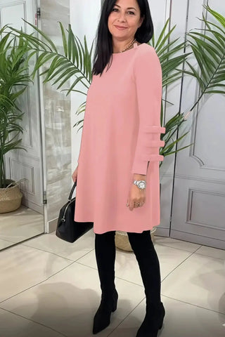 Long-Sleeve Knee-Length Casual Shift Dress SandSet
