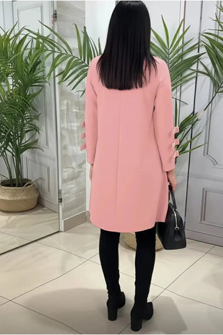 Long-Sleeve Knee-Length Casual Shift Dress SandSet
