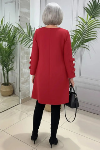 Long-Sleeve Knee-Length Casual Shift Dress SandSet