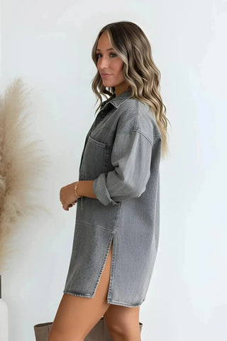 Mid Blue Mini Long Sleeve Denim Dress SandSet