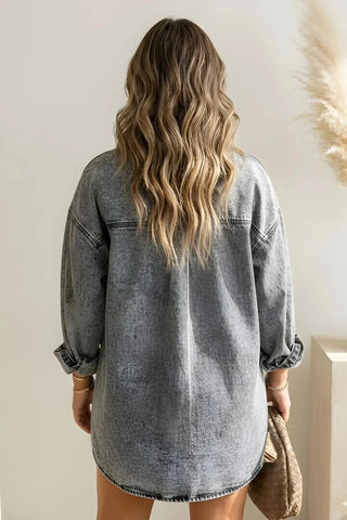 Mid Blue Mini Long Sleeve Denim Dress SandSet