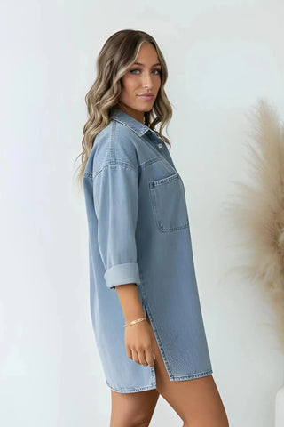 Mid Blue Mini Long Sleeve Denim Dress SandSet