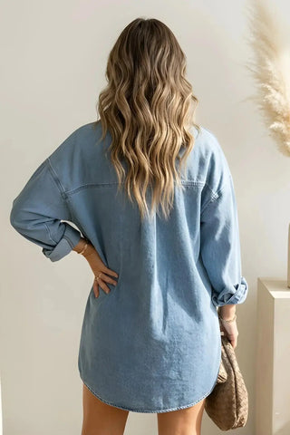 Mid Blue Mini Long Sleeve Denim Dress SandSet
