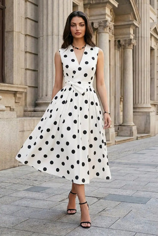 Parisian Polka Evening Dress SandSet