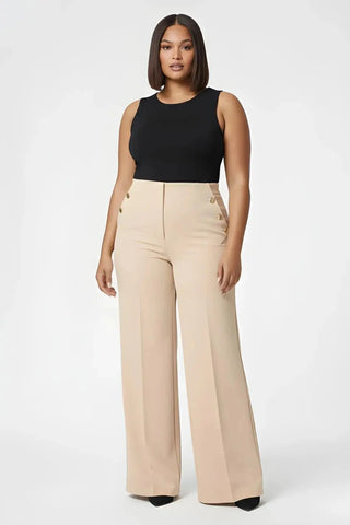 Plus Size High Stretch High-Waist Wide-Leg Pants SandSet