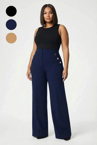 Plus Size High Stretch High-Waist Wide-Leg Pants SandSet