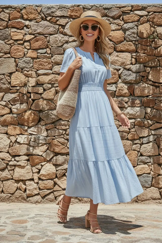 Pocket-Perfect Short Sleeve Casual Beach Dress SandSet