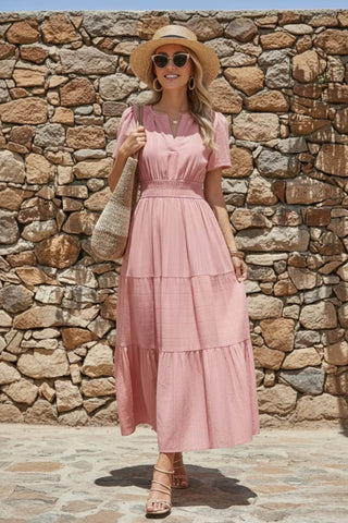 Pocket-Perfect Short Sleeve Casual Beach Dress SandSet