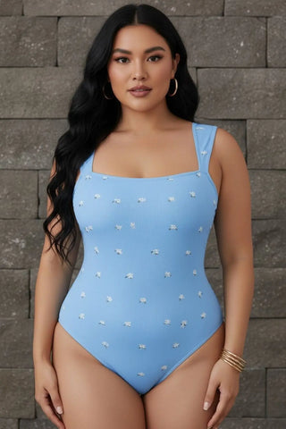 Premium Ribbed Square-Neck Sleek Bodysuit SandSet