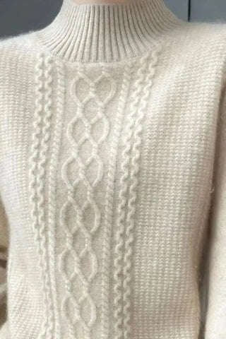 Premium Wool Blend Ribbed Turtleneck Sweater SandSet