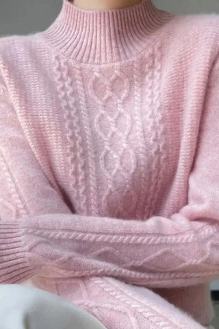 Premium Wool Blend Ribbed Turtleneck Sweater SandSet